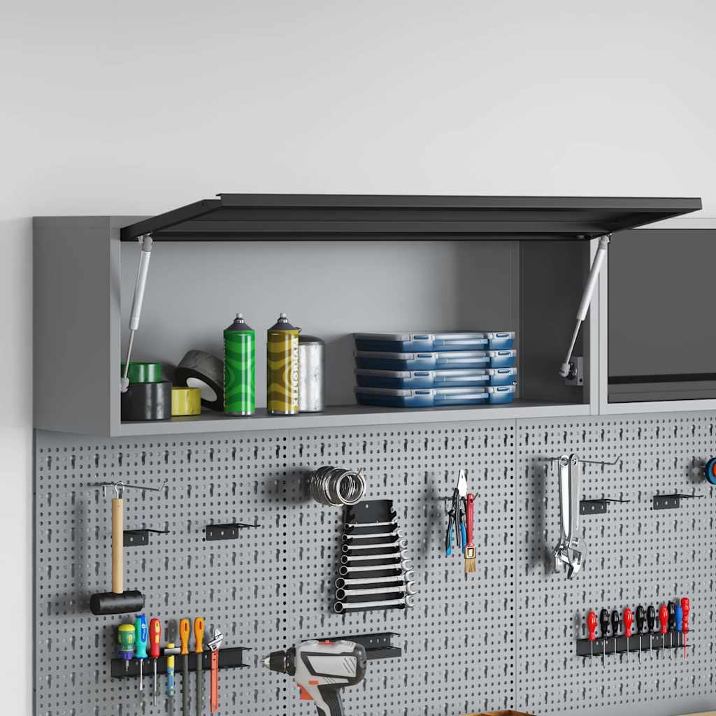 Werkzeugschrank mit Speicher Schwarz und Grau 100 x 25 x 35 cm