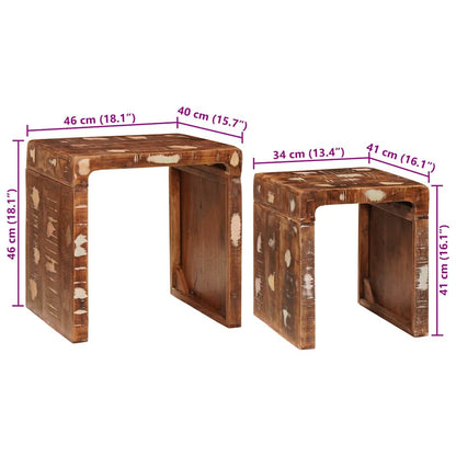 Satztische 2 pcs Braun Massives upgecyceltes Holz