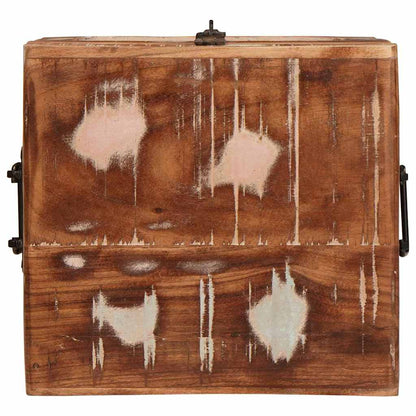 Aufbewahrungsbox mit Speicher mit Tür Braun Massivholz Mango