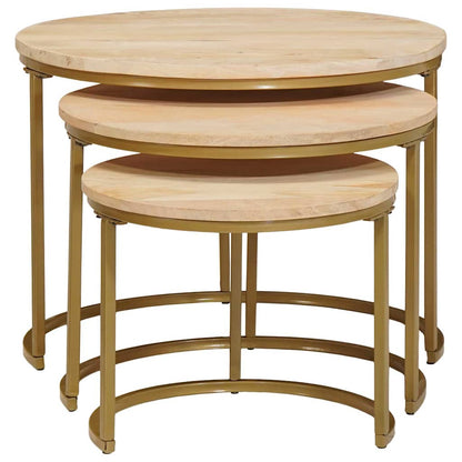 Nesting-Couchtische 3 pcs Braun Massivholz Mango und Stahl