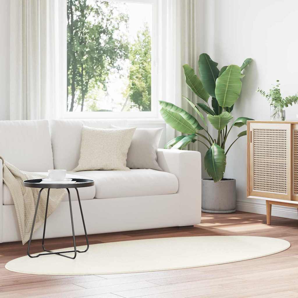 Bereichsteppiche Oval HUARTE Creme 100 x 200 cm 100 %Polyester