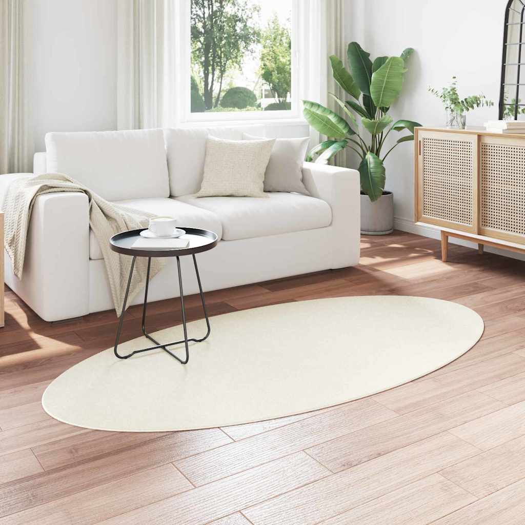 Bereichsteppiche Oval HUARTE Creme 100 x 200 cm 100 %Polyester
