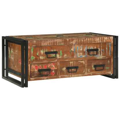 Couchtisch mit Schubladen Mehrfarbig Massives upgecyceltes Holz
