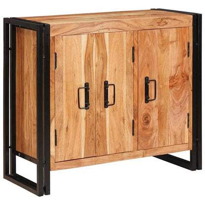 Sideboard mit Türen Braun Massivholz Akazie und Metall