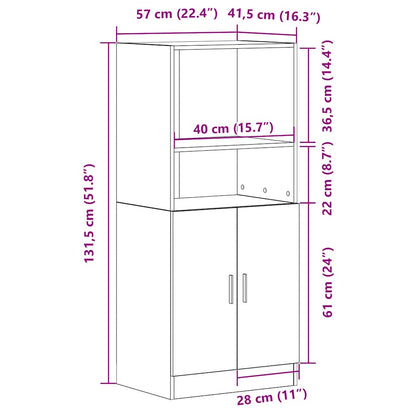 Küchenschrank Räuchereiche 57x41,5x131,5 cm Holzwerkstoff