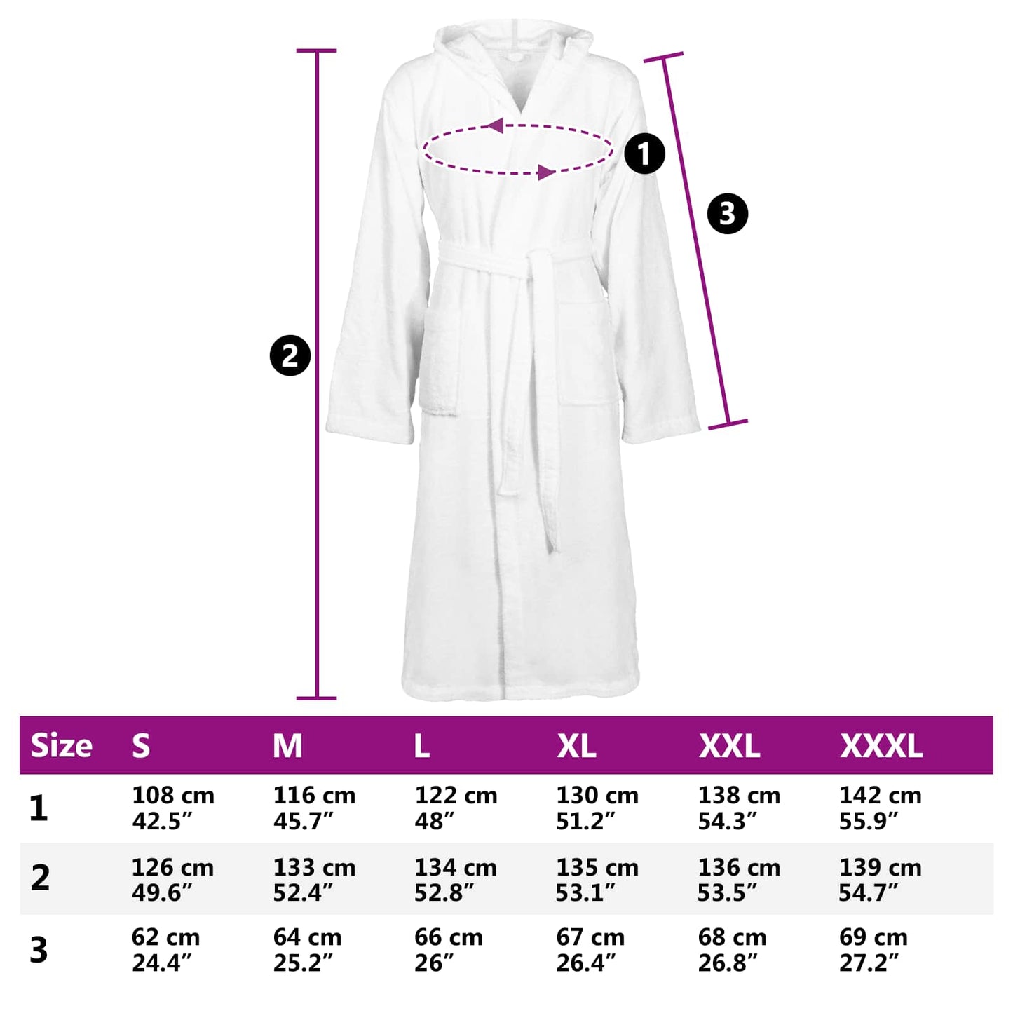Bademantel KINN Weiß M Baumwolle