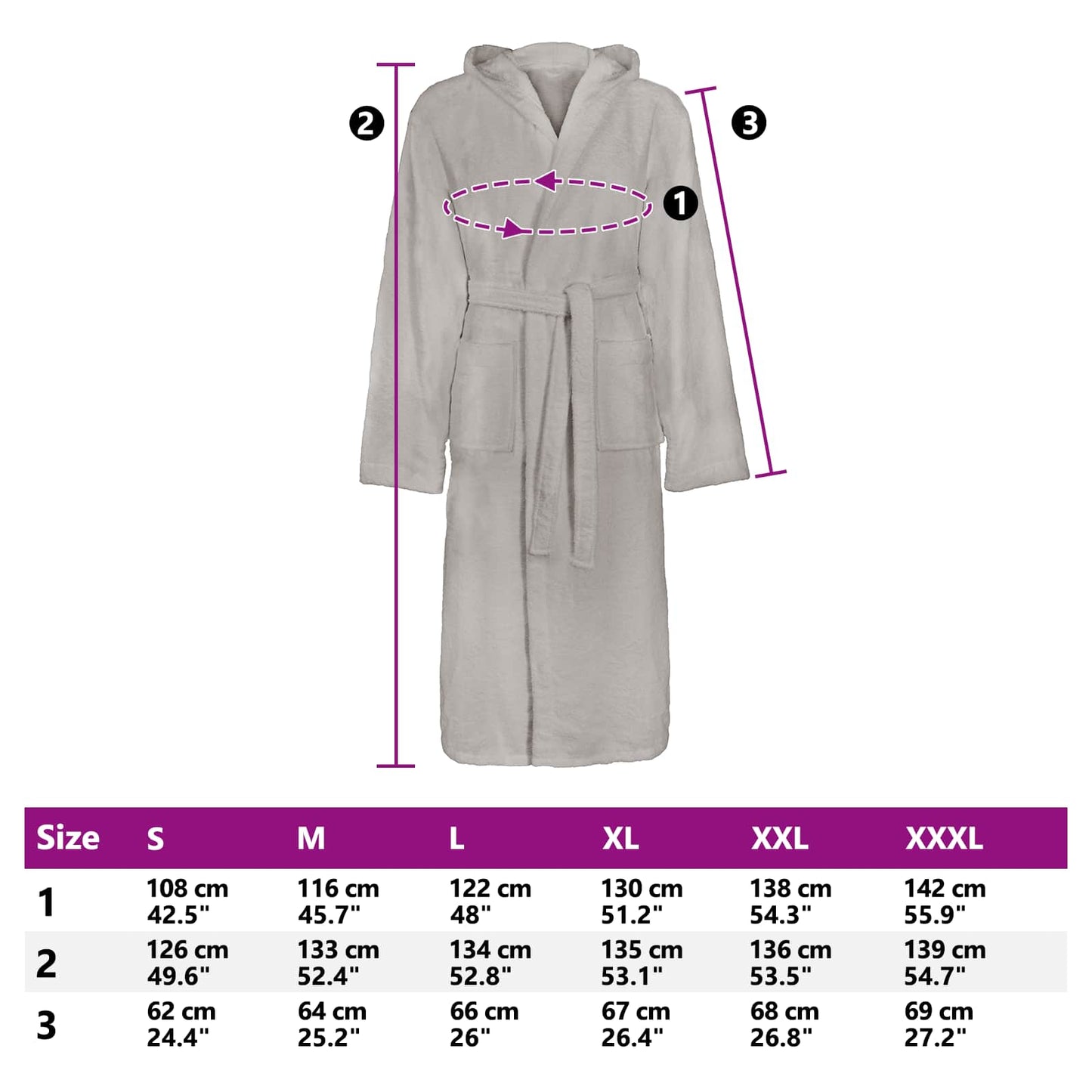 Bademantel KINN Grau XXL Baumwolle