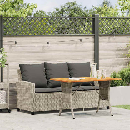 Gartensofa 3-Sitzer mit Kissen & Tisch Hellgrau Poly Rattan