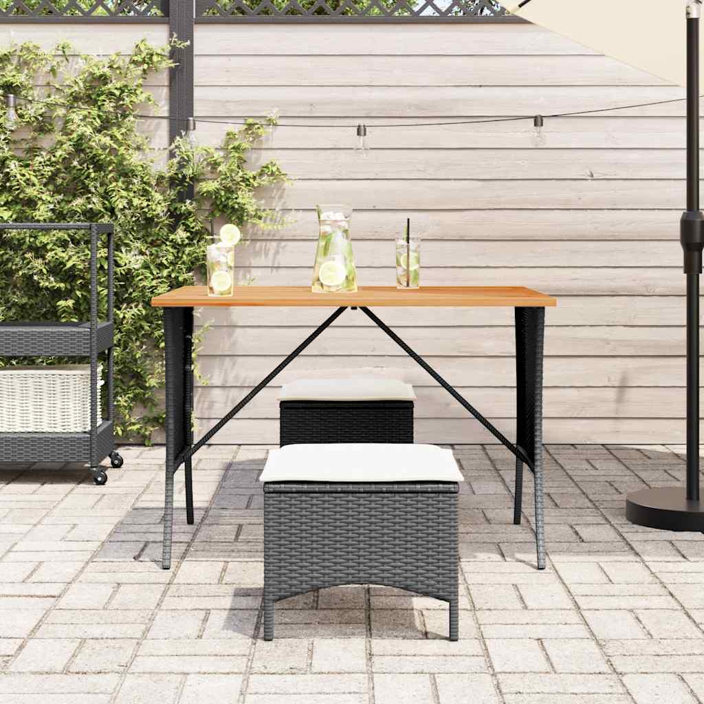 Gartentisch mit Akazienholzplatte 105x75x72 cm Poly Rattan
