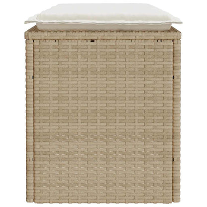 Gartenbank mit Kissen Beige 110x40x44 cm Poly Rattan