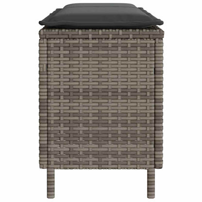 Gartenbank mit Kissen Grau 110x30x40,5 cm Poly Rattan