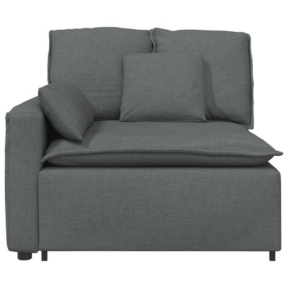 Modulares Sofa Endmodul mit Armlehne Kissen Dunkelgrau 100 cm