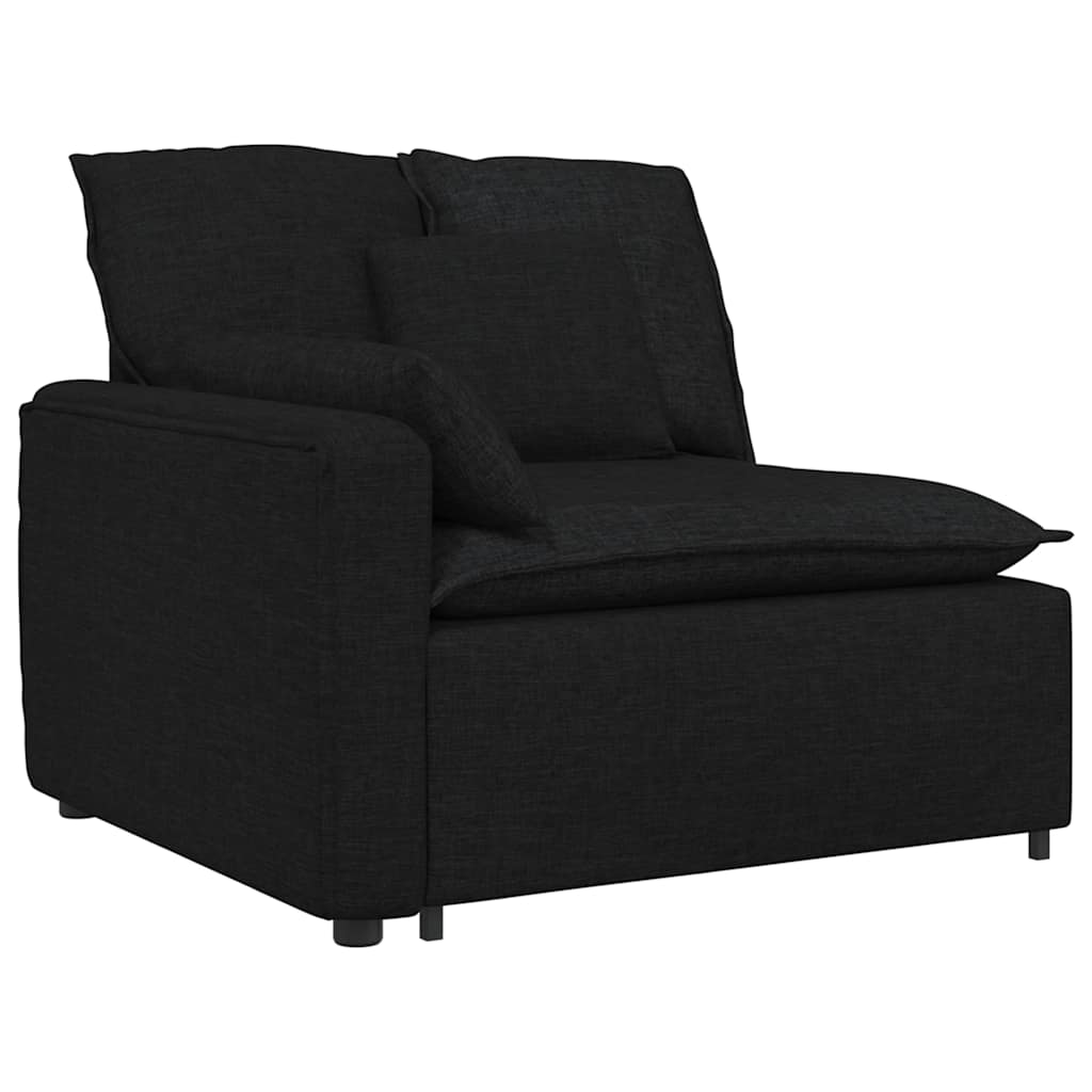 Modulares Sofa Endmodul mit Armlehne Kissen Schwarz 100 cm