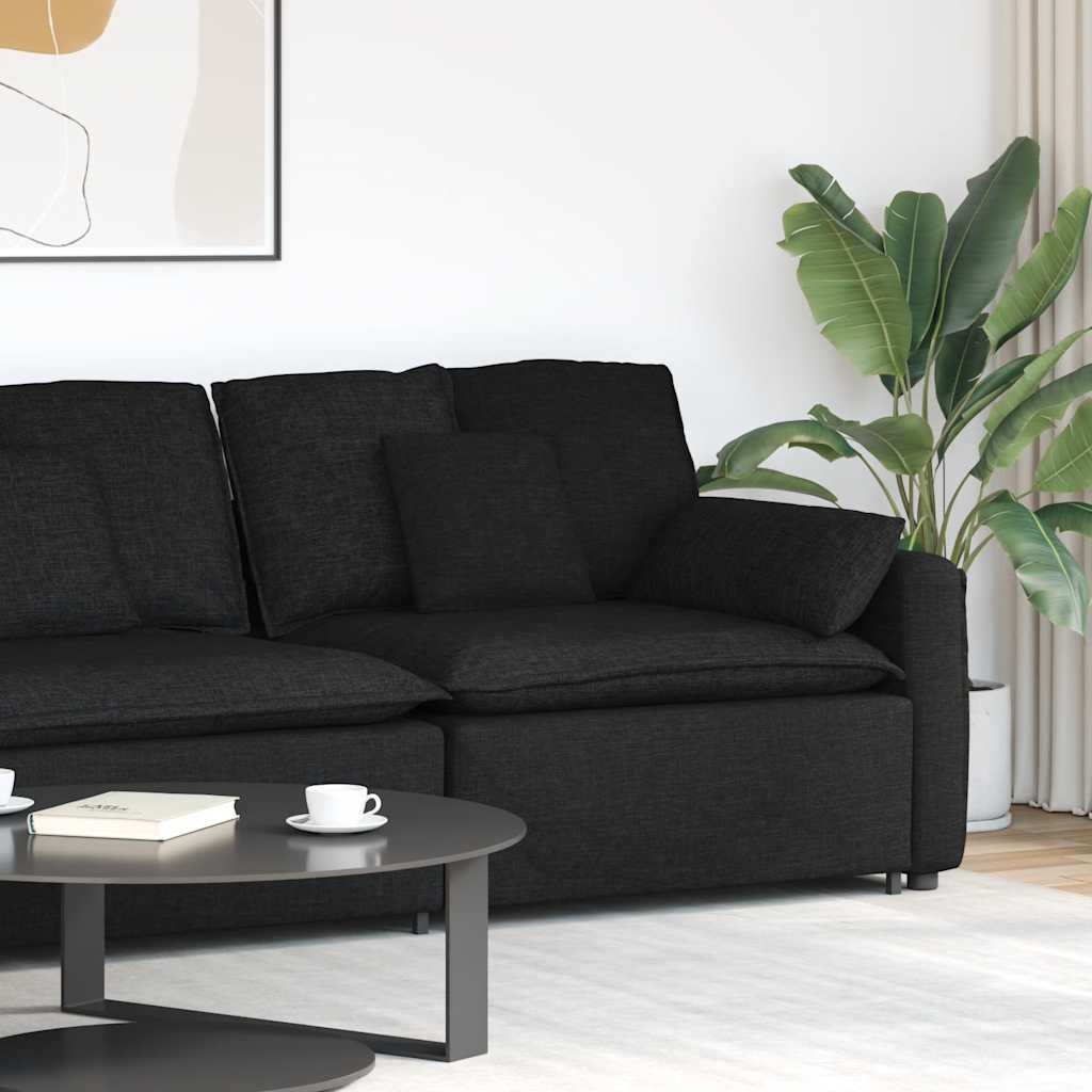 Modulares Sofa Endmodul mit Armlehne Kissen Schwarz 100 cm
