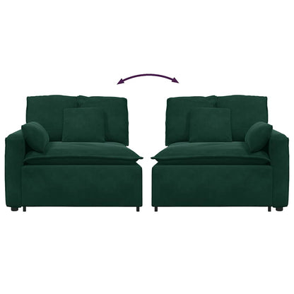 Modulares Sofa Endmodul mit Armlehne Kissen Dunkelgrün 100 cm