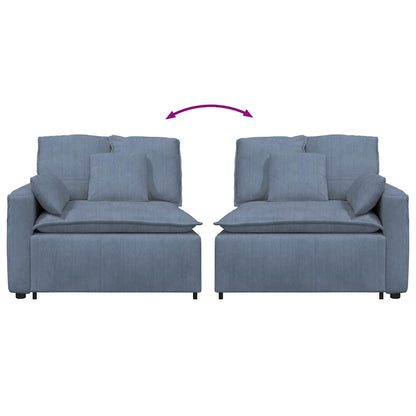 Modulares Sofa Endmodul mit Armlehne Kissen Blau 100 cm