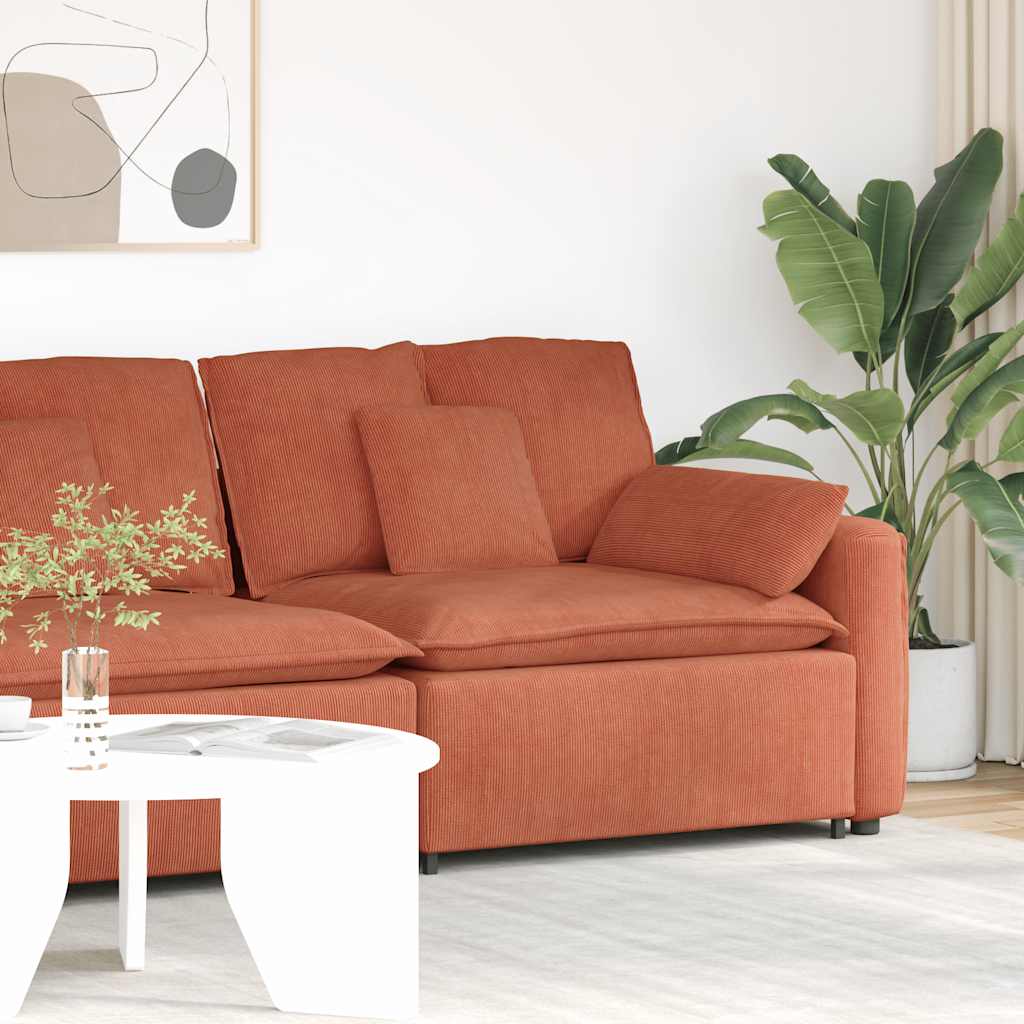 Modulares Sofa Endmodul mit Armlehne Kissen Rot Orange 100 cm