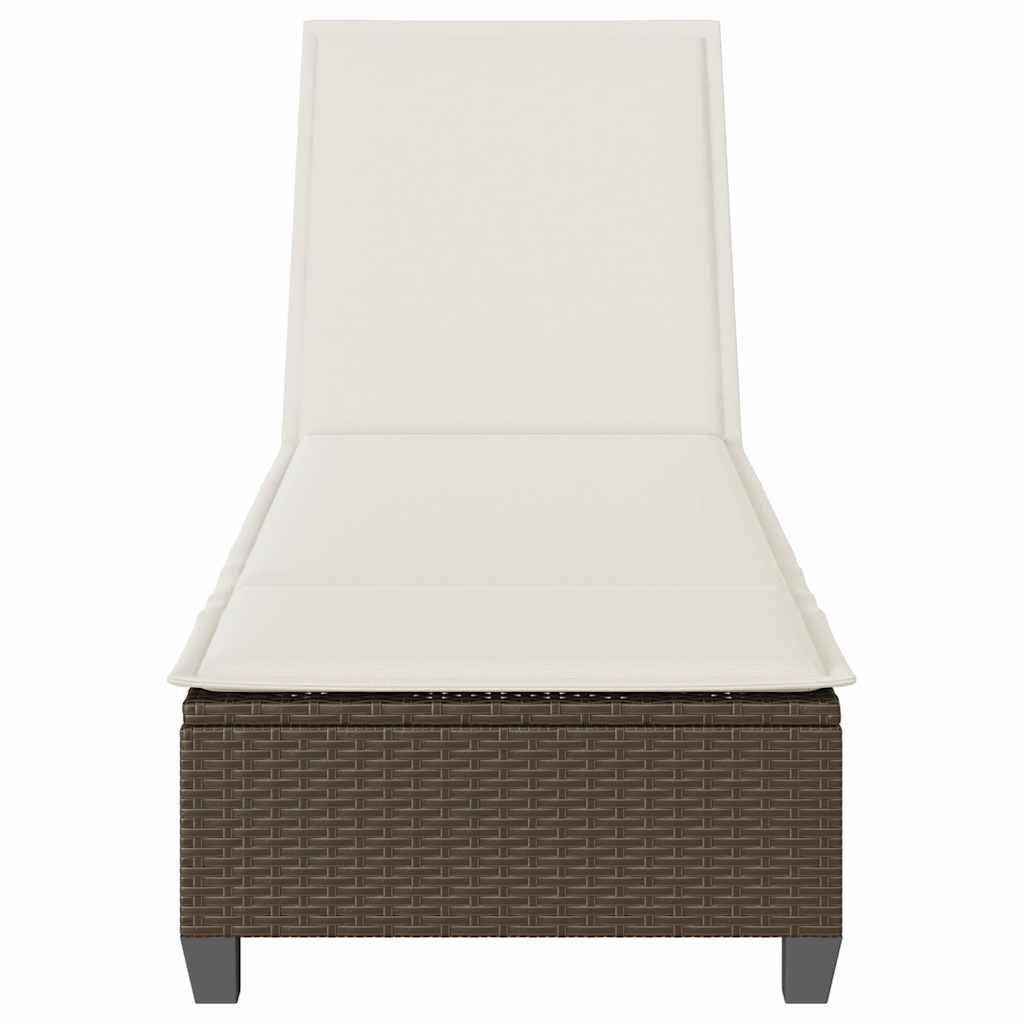 Sonnenliege mit Auflagen Braun 55x200x25,5cm Poly Rattan