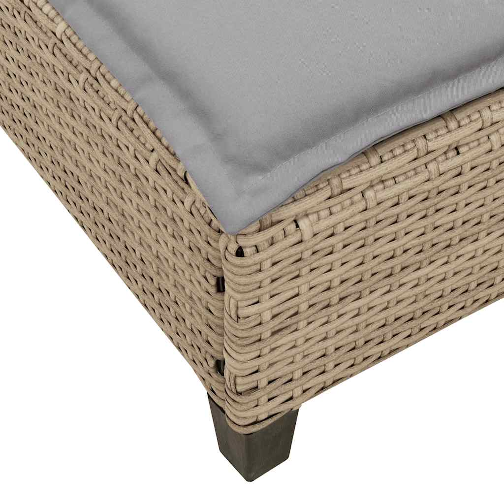 Sonnenliege mit Auflagen Beige 55x200x25,5cm Poly Rattan