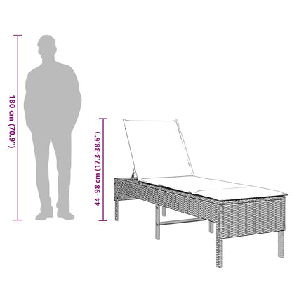 Sonnenliege mit Auflage Schwarz 55x200x44 cm Poly Rattan