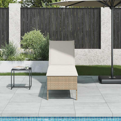 Sonnenliege mit Auflage Beige 55x200x44 cm Poly Rattan