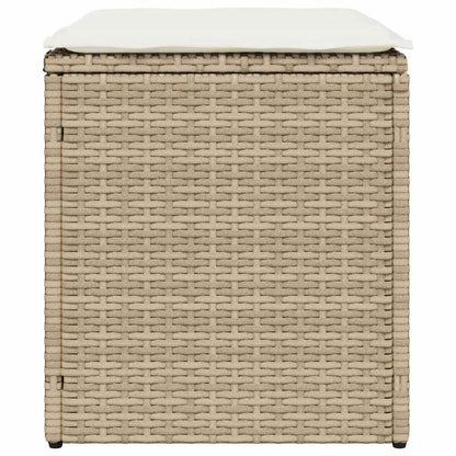 Gartenhocker mit Kissen 2 Stk. Beige 40x40x43 cm Poly Rattan