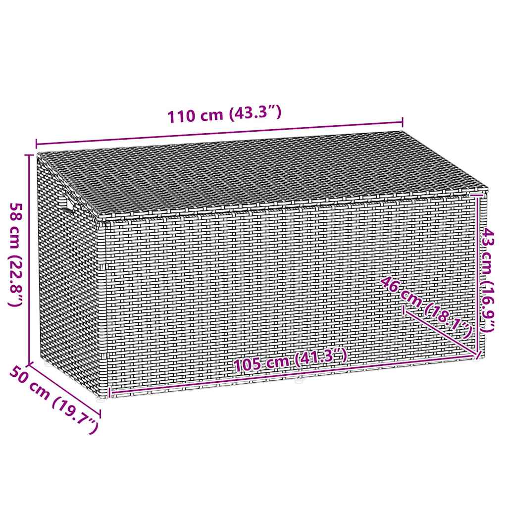 Garten-Auflagenbox Braun 110x50x58 cm Poly Rattan
