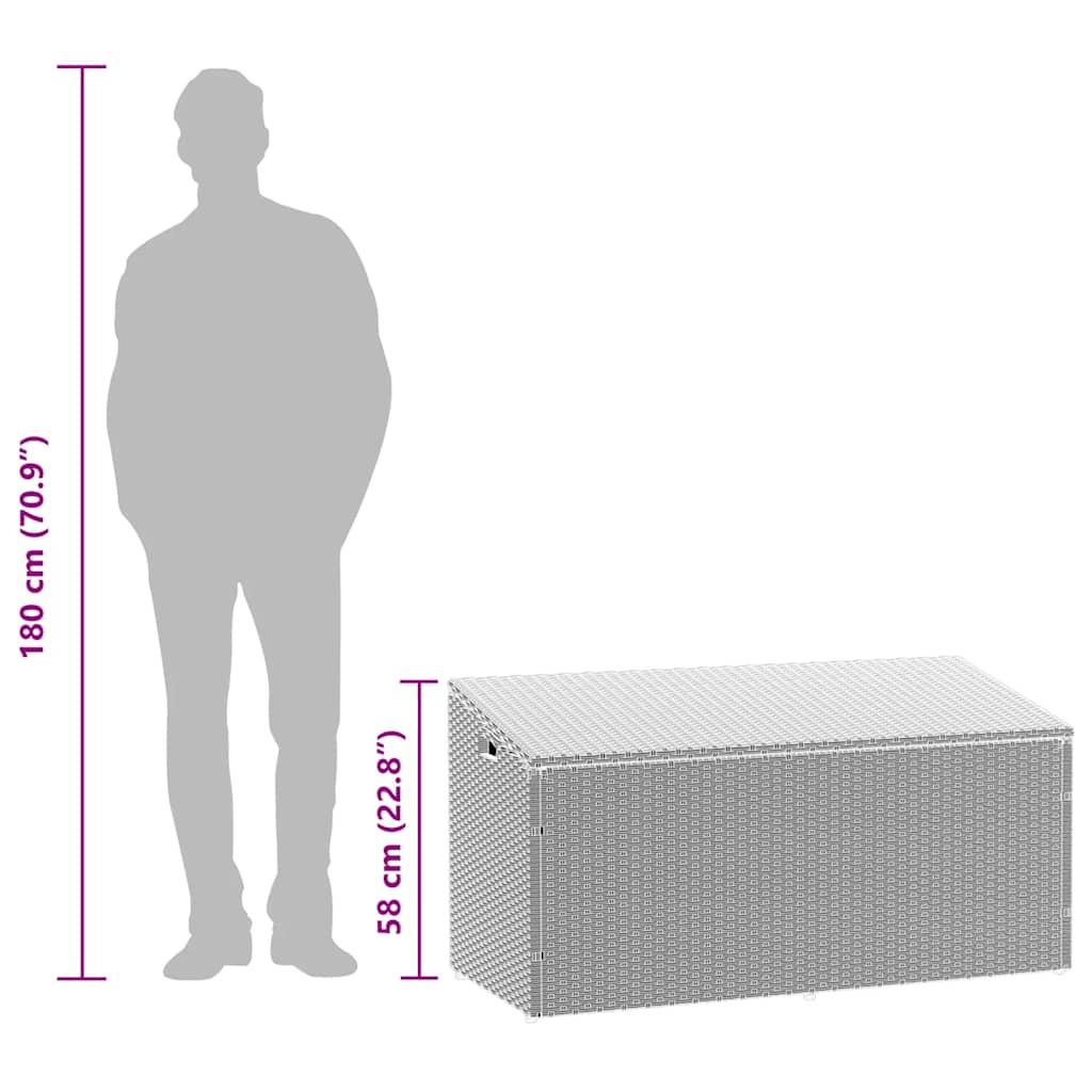 Garten-Auflagenbox Hellgrau 110x50x58 cm Poly Rattan