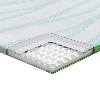 Matratzenauflage Weiß und Grün 140 x 190 cm Jacquard Stoff