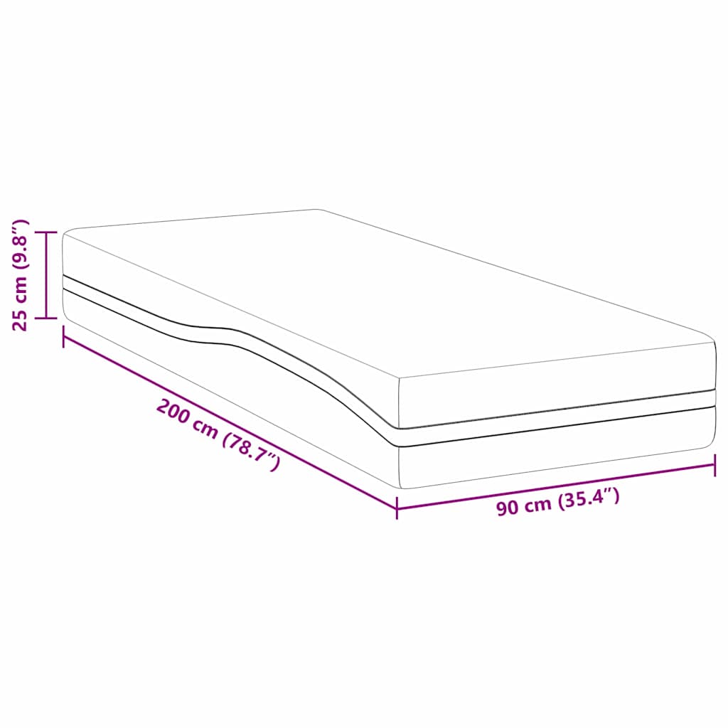 Matratze Weiß und Grau 90 x 200 cm Jacquard-Stoff