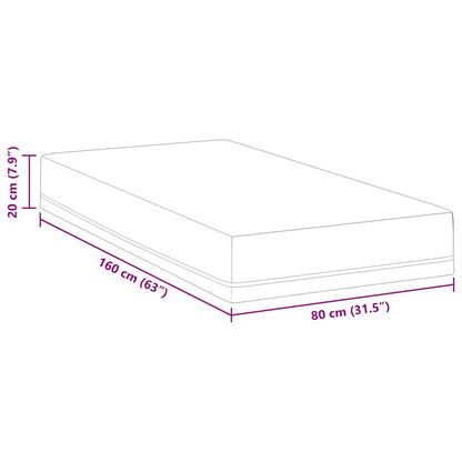 Matratze Weiß und Blau 80 x 160 cm Jacquard-Stoff