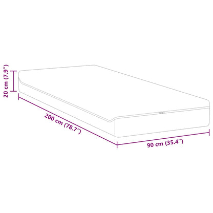 Matratze Weiß und Grau 90 x 200 cm Jacquard-Stoff