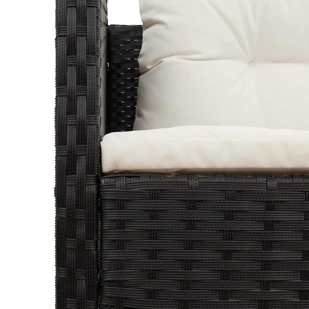 Gartensofa-set mit Kissen 6 pcs Schwarz und Creme Poly-Rattan