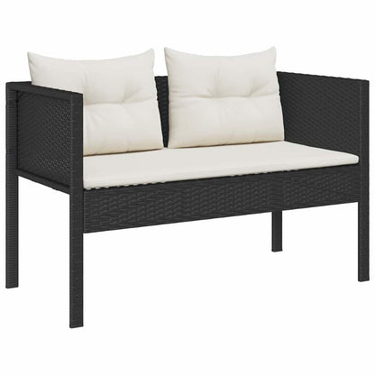 Gartensofa-set mit Kissen 6 pcs Schwarz und Creme Poly-Rattan