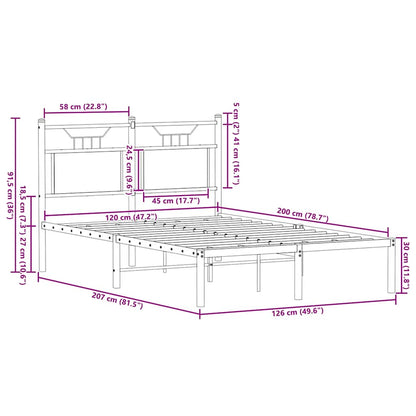 Bettgestell ohne Matratze Räuchereiche 120x200 cm Holzwerkstoff