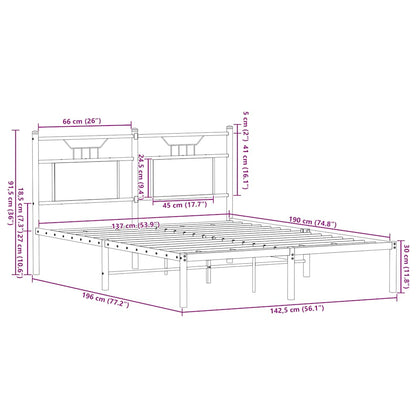 Bettgestell ohne Matratze Räuchereiche 137x190 cm Holzwerkstoff