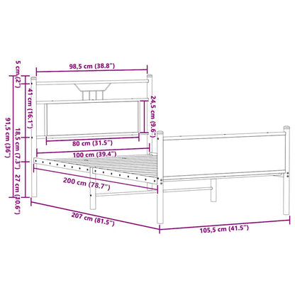 Bettgestell ohne Matratze Sonoma-Eiche 100x200 cm Holzwerkstoff