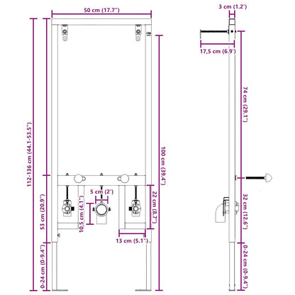 Badezimmer Wandstütze Blau 50 x 3 x 112 cm