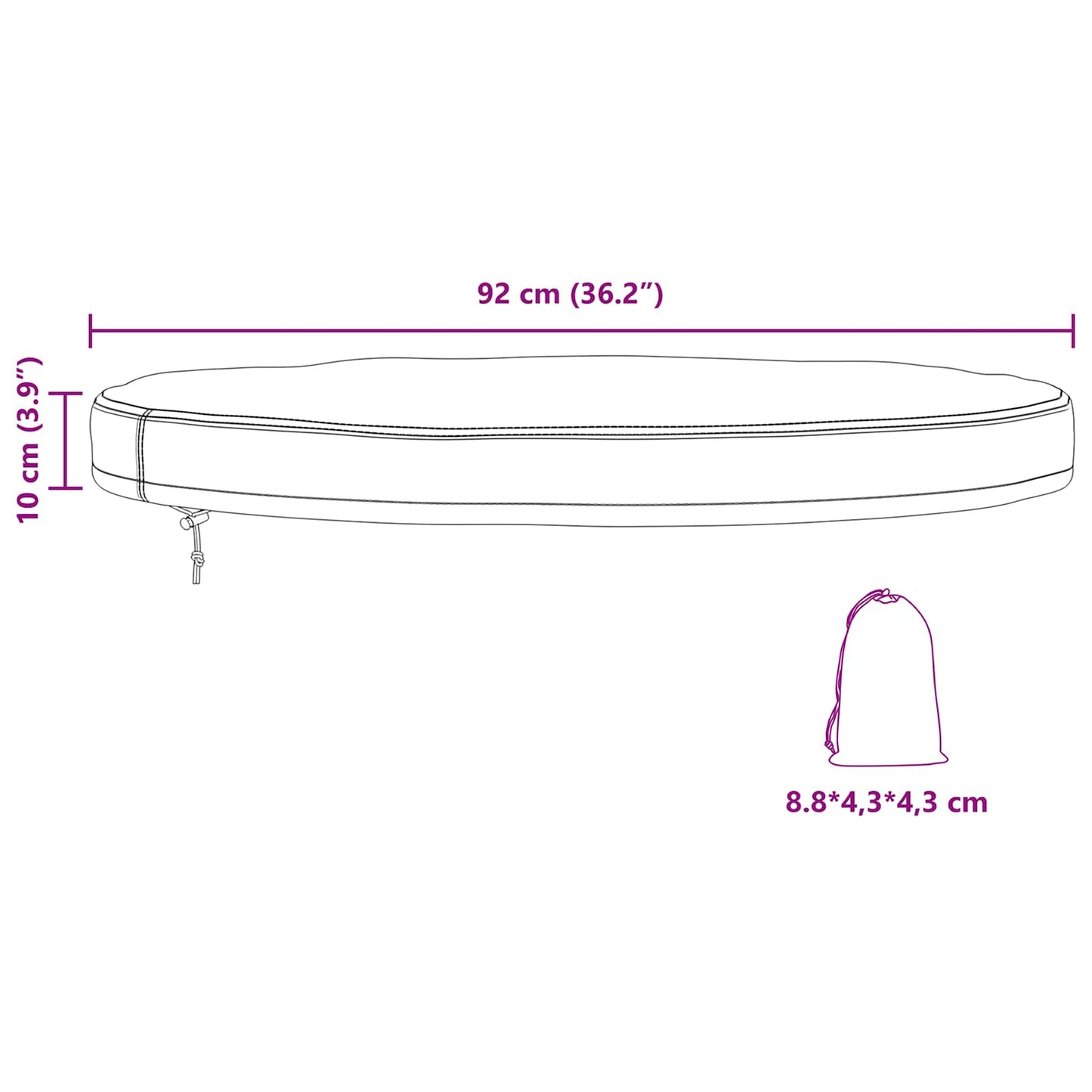 Abdeckung für den Tisch im Freien 92 x 92 x 10 cm