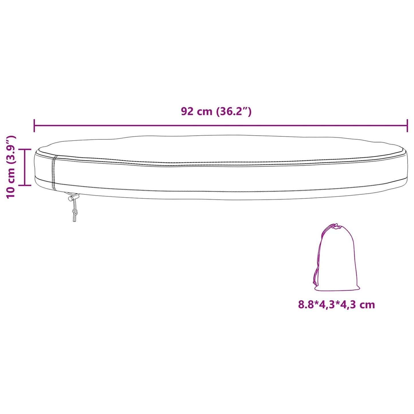 Abdeckung für den Tisch im Freien 92 x 92 x 10 cm