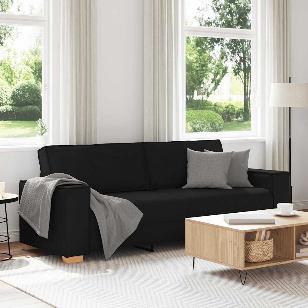 3-Sitzer-Sofa Schwarz 220x78x84 cm Stoff
