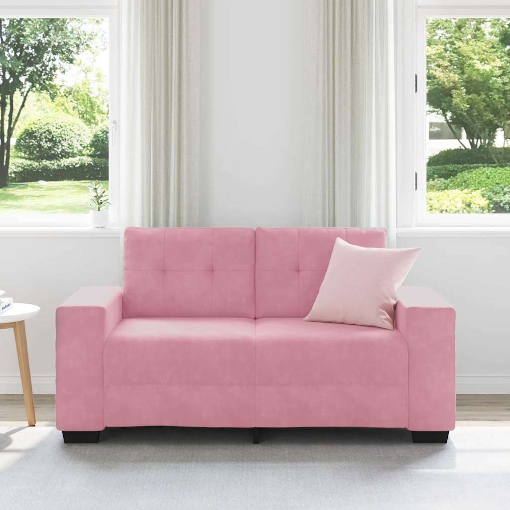 | Zweisitzer-Sofa | mit Kissen Rosa Samt