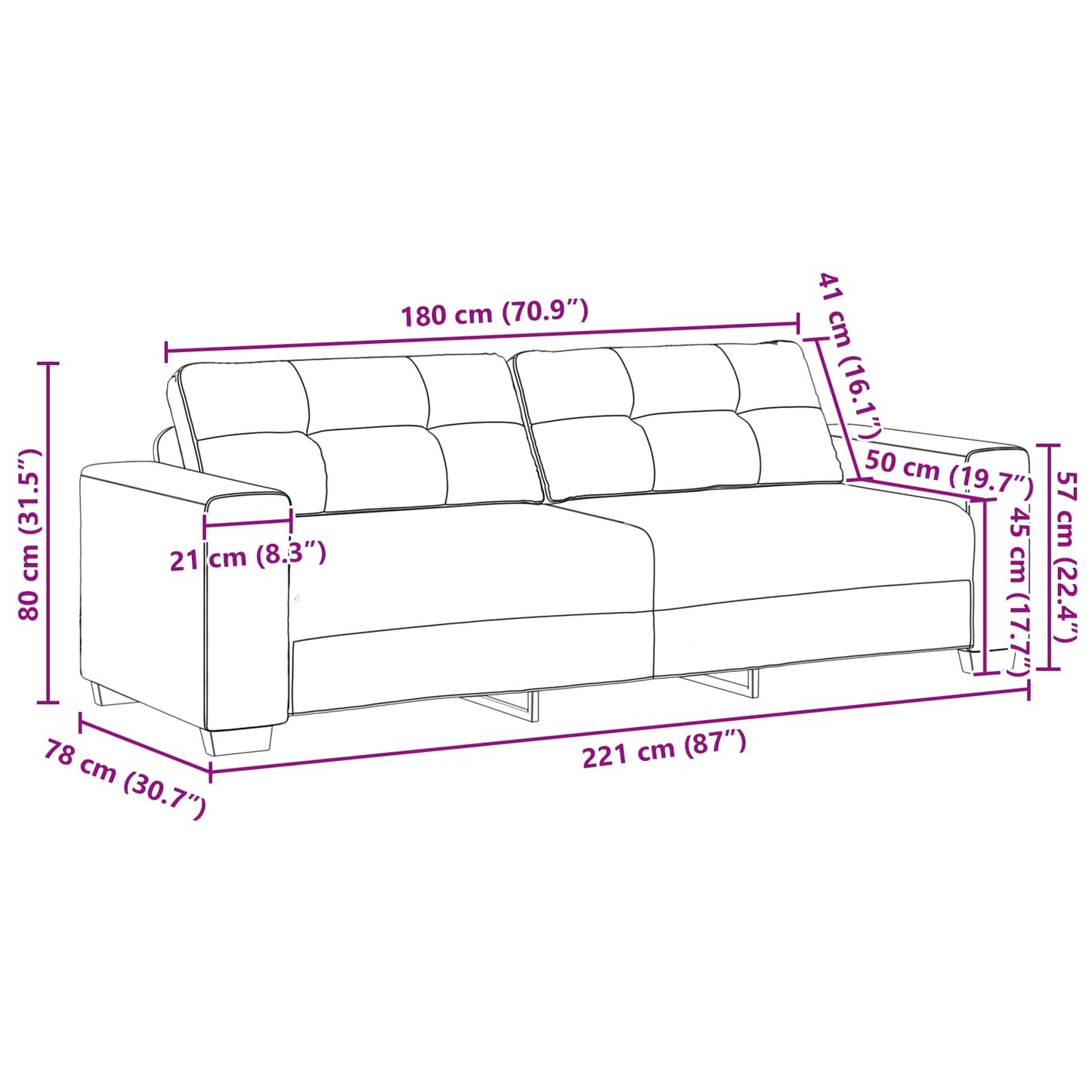 | 3-Sitzer-Sofa | mit Kissen Rosa Samt