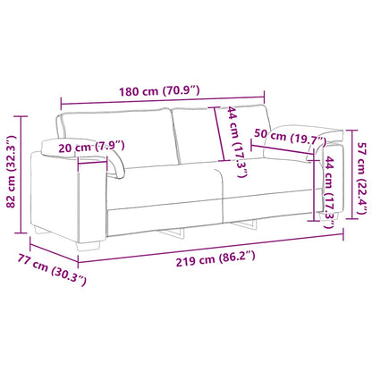 3-Sitzer-Sofa Schwarz 220x77x82 cm Samt