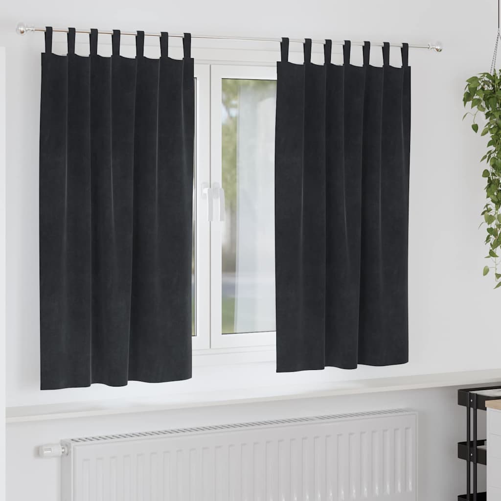 Verdunkelungsvorhänge 2 pcs Schwarz 140 x 175 cm Samt