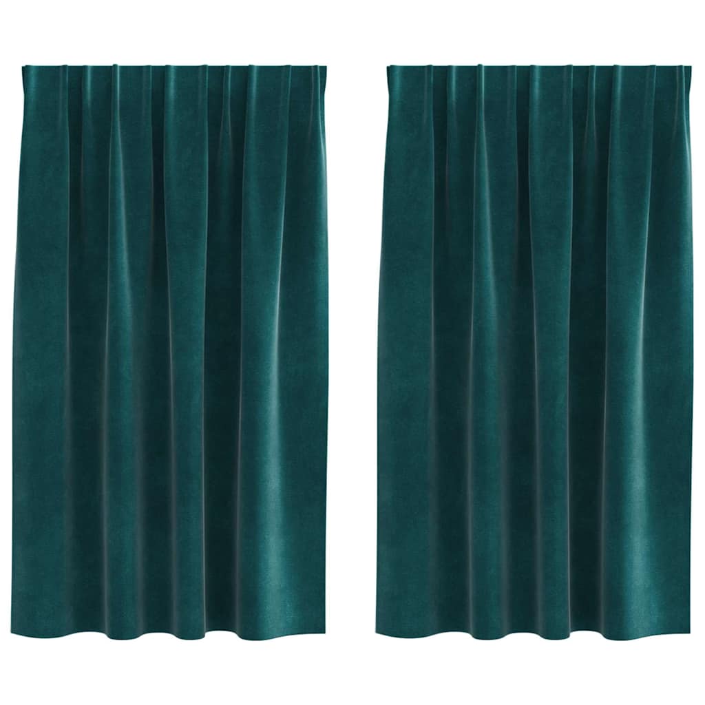 Verdunkelungsvorhänge 2 pcs Dunkelgrün 140 x 140 cm Samt