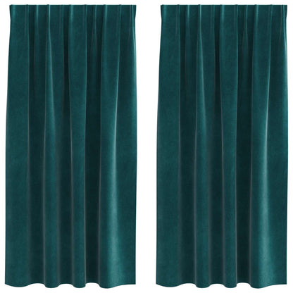 Verdunkelungsvorhänge 2 pcs Dunkelgrün 140 x 175 cm Samt