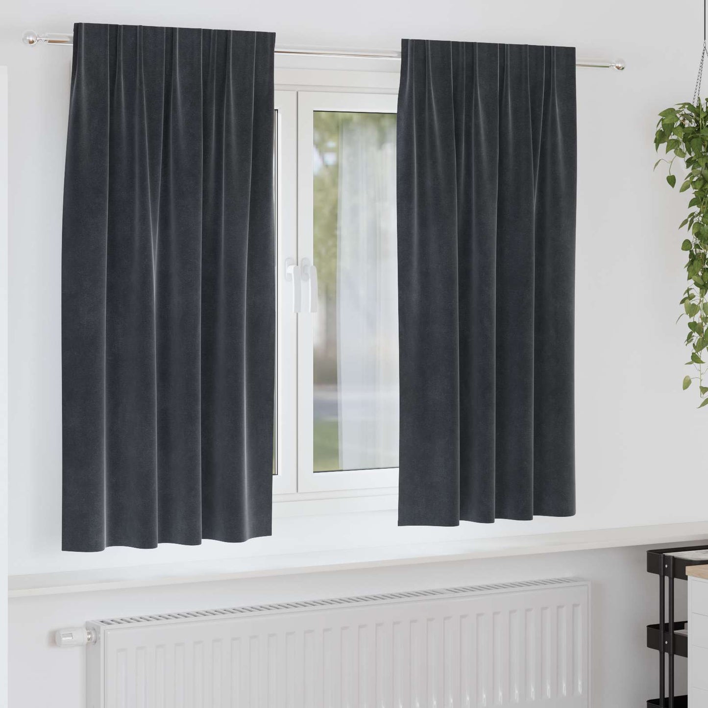 Verdunkelungsvorhänge 2 pcs Dunkelgrau 140 x 175 cm Samt