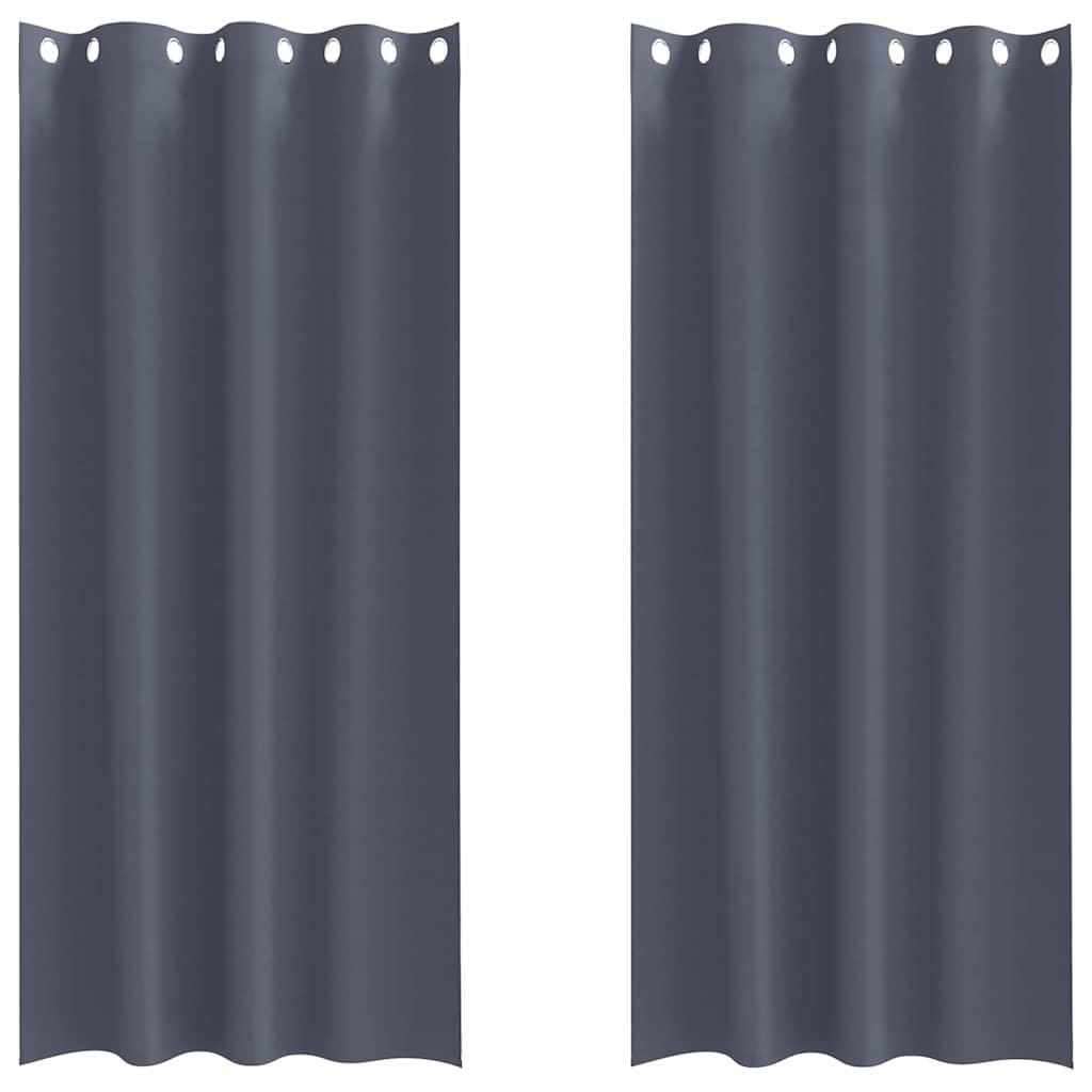 Verdunkelungs-Vorhänge mit Ringen 2 pcs Anthrazit 225 x 140 cm