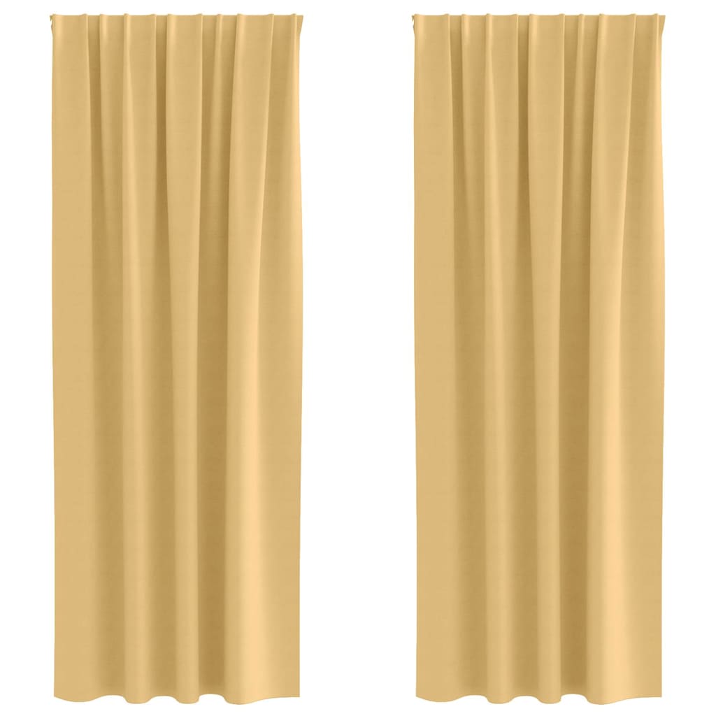 Verdunkelungs-Vorhänge mit Ringen 2 pcs Beige 260 x 140 cm